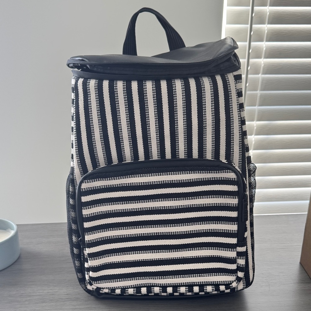 BEIS Black and White Striped Cooler Backpack